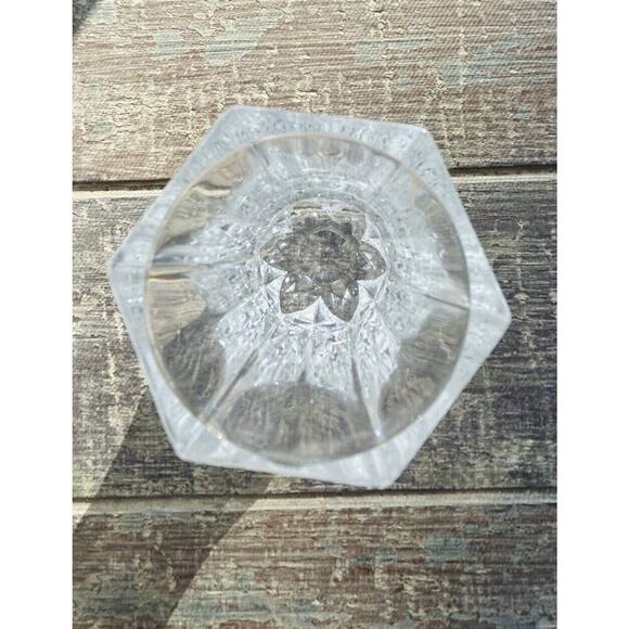 Cut Crystal 3” Bud Vase Toothpick Holder Elegant 6 Sided Hexagon Clear Glass - Picture 3 of 10